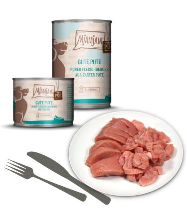 Mjamjam Premium Wet Dog Food - Pure Turkey Delight (6 x 400g) - Natural Meat Treats for Dogs - Buy Online on GoSupps.com