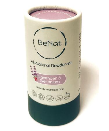 All Natural Deodorant Plastic Free For Women & Men Lavender & Geranium Aluminum Free Gluten Free & Cruelty Free 24 Hour Long Lasting Protection Zero Waste Eco Friendly Products 3oz