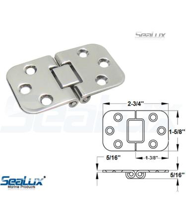 SeaLux Marine 316 Stainless Steel 180 Degree Flush Mount Hatch Hinge 2-3/4 x 1-5/8 for Boat RVs - Pair - Buy Online on GoSupps.com