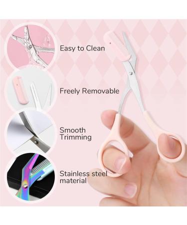 2PCS Upgraded Eyebrow Trimmer Scissor 2 in 1 Eyebrow Scissors with Comb Curved Eyebrow Comb Trimmer Non-Slip Stainless Steel Eyebrow Trimming Scissors Facial Hair Removal Trimmer (A) - Buy Online on GoSupps.com