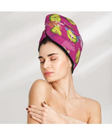 Hair Towel Wrap | Quick Drying Hair Towel Turban with Button | Pink Green Avocado - Perfect for Easy Hair Drying - Buy Online on GoSupps.com