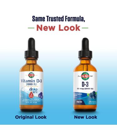KAL Vitamin D-3 2000 IU Dropins in Organic Chia Seed Oil Blueberry | Immune & Bone Support - Buy Online on GoSupps.com