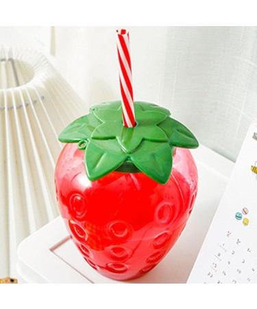 Strawberry Shaped Kawaii Cup with Straw for Boba Tea Pp Cute Cups with Lid and Straw Kawaii Tea Cup Bottle for Women - Buy Online on GoSupps.com
