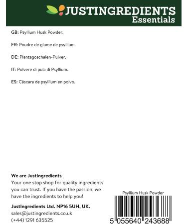 JustIngredients Essentials Psyllium Husk Powder 500g - Pack of 1 | High-Quality Fiber Supplement - Buy Online on GoSupps.com