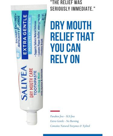 SALIVEA Dry Mouth Toothpaste - Soothing Mint with Natural Enzymes | Paraben-Free Gentle Care for Dry Mouth | 4.3 oz Tube - Buy Online on GoSupps.com