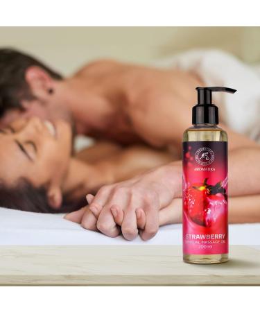 Sensual Strawberry Massage Oil 200ml | Edible Relaxation Body Oil with Almond & Grape Seed Oil - Buy Online on GoSupps.com