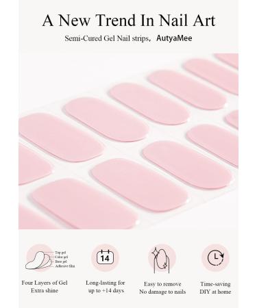 AutyaMee Semi Cured Gel Nail Strips (Jelly Pink)-20 PCS Gel Nail Stickers | UV Light Required | Gel Nail Wraps Salon Quality & Easy to Use - Buy Online on GoSupps.com