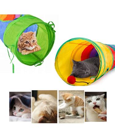 Andiker Cat Tunnel: Collapsible Pet Tube Toy for Indoor/Outdoor Fun - 2 Hole Design with Fun Ball - 25 * 120cm - Buy Online on GoSupps.com