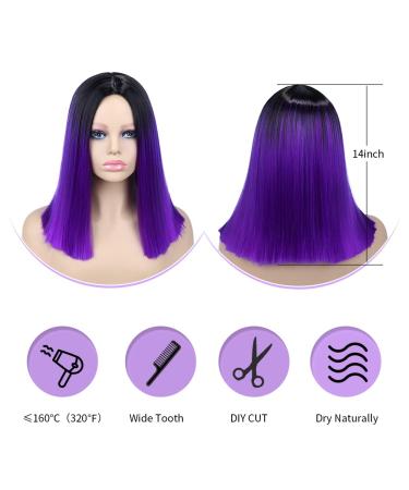Ombre Purple Short Bob Wig | Heat Resistant Synthetic Hair | Cosplay Party Wig for Women - Buy Online on GoSupps.com