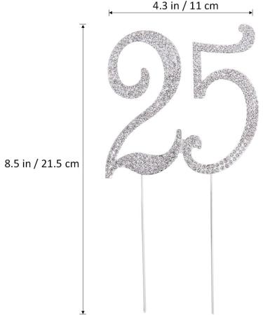 TOYMYTOY 25 Cake Topper for 25th Birthday Party or Anniversary Crystal Rhinestones Decorative Cake Topper for Party Supplies (Silver) - Buy Online on GoSupps.com