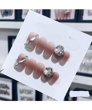 Handmade Long and Short Nail Patches for Artificial Nail Enhancement(Color:19574 Size:M)