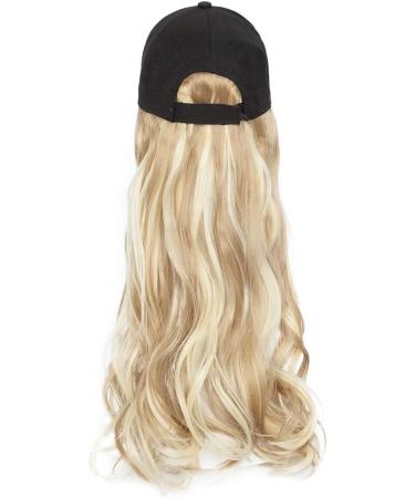 Synthetic Long Curly Wavy Baseball Cap with Hair Brown Black Blonde Women Wig Hats with Hair Wavy Extensions Sandy blonde & bleach blonde Sandy blonde & bleach blonde 16" Curly Wavy - Buy Online on GoSupps.com
