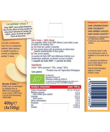 Hipp Organic Apples Quince from 4/6 Months 4 Cups of 100g - Pack of 6 - Buy Online on GoSupps.com