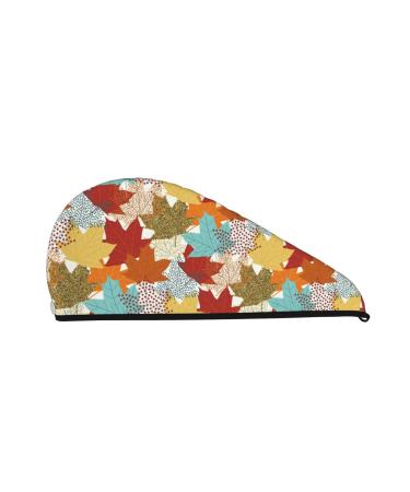 Fall Maple Leaves Microfiber Hair Towel Soft Super Absorbent Hair Towel Wrap for Women Coral Velvet Quick Dry Hair Cap for Long Curly and Thick Hair