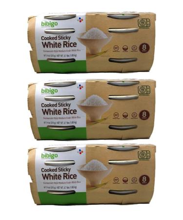 Bibigo Restaurant-Style Cooked Sticky White Rice, 8 - 7.4-ounce Bowls - PACK OF 3
