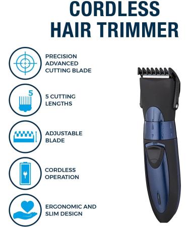 Carmen C81076 Signature Cordless Hair Trimmer with Adjustable Cutting Blade and 5 Cutting Lengths Silver Hair Clippers - Buy Online on GoSupps.com