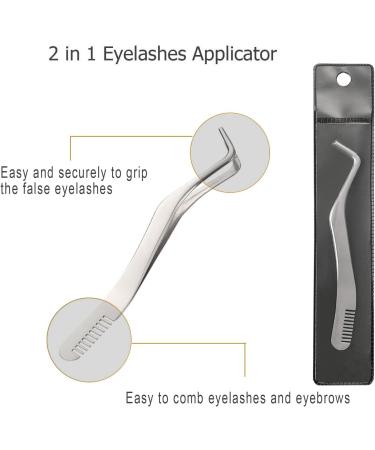 Eyelash Extension Tweezers 2-in-1 | Stainless Steel Eyelash Applicator & Comb for Makeup Artists & Beginners - Shop Internationally - Buy Online on GoSupps.com
