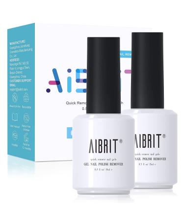 Gel Nail Polish Remover AIBRIT 2 Pack Gel Polish Remover for Nails Remove Soak off Gel Polish and Nail Polish Removedor de Esmalte Gel 1oz./30ml