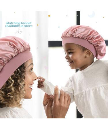 Adjustable Silk Satin Kids Sleep Cap for Curly Hair | Pink Hair Bonnet for Toddler 1-8 Years - Buy Online on GoSupps.com