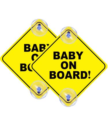2Pcs Baby On Board Signs Suction Cups - Waterproof Baby on Board Car Accessories Sign- Car Signs Baby On Board for Car Window Bumper Stickers (A-Baby On Board) - Buy Online on GoSupps.com