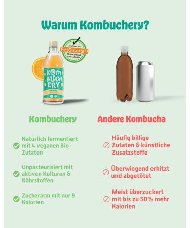 Kombuchery Orange Bio-Kombucha 12x330ml | Vegan Low-Calorie Fermented Tea Drink - Healthy & Sustainable - Buy Online on GoSupps.com