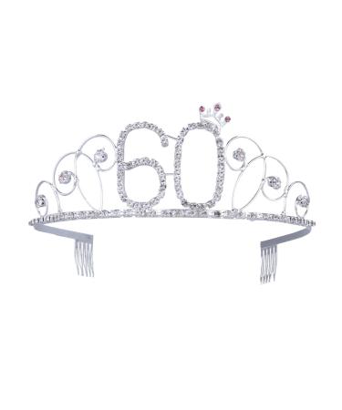 Frcolor Happy Birthday 60th Crystal Rhinestone Tiara Crown