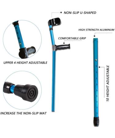 Armpit Crutches Foldable Aluminum Forearm Crutches for Adults and Teenagers Ergonomic Lightweight Adjustable Handles Comfortable Grips Selfless dedication - Buy Online on GoSupps.com
