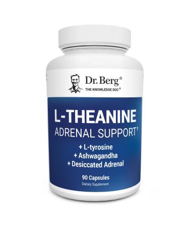 Dr. Berg L-Theanine 200mg - Includes Zinc Copper L-Tyrosine & Ashwagandha L-Theanine Supplement Adrenal Support - for Relaxation Stress Relief and Mental Clarity* 90 Gelatin Capsules