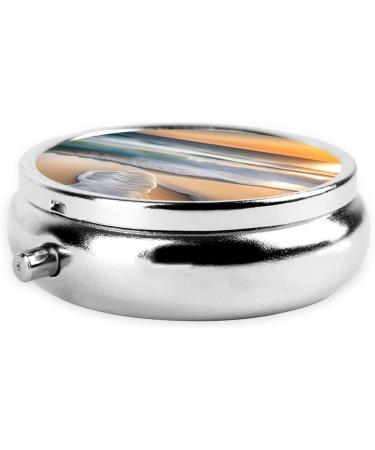 Sunset Over The Waves Round Pill Box | 3 Compartment Travel Organizer for Purse & Pocket | Portable Pill Box for International Shipping - Buy Online on GoSupps.com