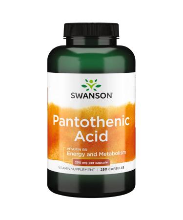 Swanson Pantothenic Acid (Vitamin B-5) Energy Metabolism Nerve Function Support 250 mg 250 Capsules 1