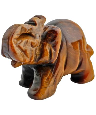 Nupuyai elephant figure gemstone crystal lucky elephant healing stone lucky charm elephant figure Reiki Fengshui decoration 3#brown-tiger eye