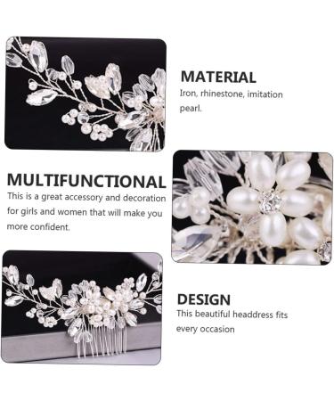 Housoutil Pearl Comb Bride Hair Accessory Flower Hairpin Comb Bride Hairpin Comb Rhinestone Hair Clips Pearl Flower Bridal Hair Clip Comb Hair Pin Wedding Hair Accessories White - Buy Online on GoSupps.com
