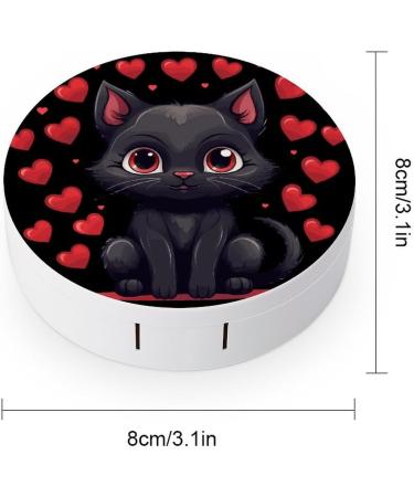 Black Cat in Love Contact Lens Case | Portable Cute Eye Lens Box Travel Kit with Mirror - International Shipping Available - Buy Online on GoSupps.com