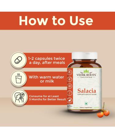 VEDIKROOTS Salacia Capsules Pure & Natural Herbal Supplement | Traditionally Used for Wellness & Balance | 60 Vegetarian Capsules - Buy Online on GoSupps.com