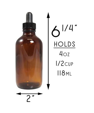4oz Amber Glass Dropper Bottles (6-Pack) for Essential Oils, Cosmetics, Cooking - Refillable Amber Brown Glass - Buy Online on GoSupps.com