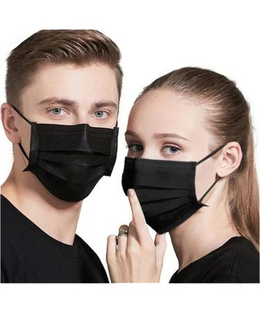 50pcs Black Disposable Face Masks - Breathable Mouth Cover for Adults (Men & Women) - Elastic Ear Loop - Buy Online on GoSupps.com