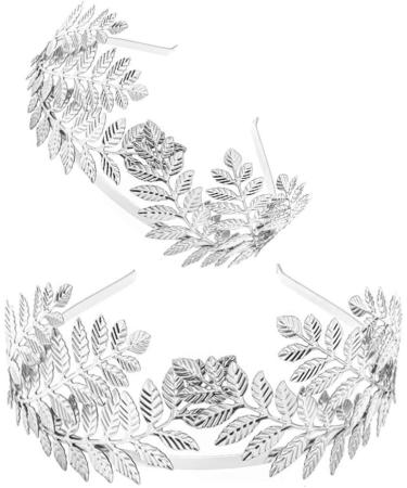 SOLUSTRE Baroque Leaf Hair Crown - Gold & Silver Laurel Wreath Headband for Costume Parties | Elegant Accessory - Buy Online on GoSupps.com