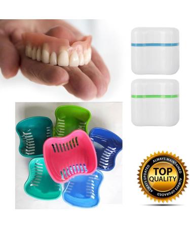 Buy Dark Blue Dental Prostheses Container Set Sieve Cleaning Brush & Storage for Braces & False Teeth | International Shipping - Buy Online on GoSupps.com