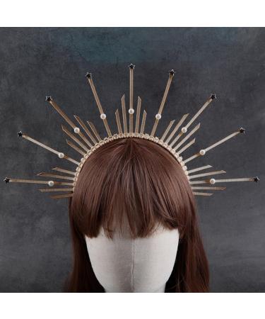 SunGoddess Crown Headband for Women VirginMary Baroque Style Hairband Party Wedding Halloween Headpieces Jd009 - Buy Online on GoSupps.com