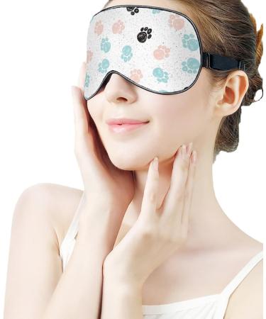 Colorful Doodle Dogs Paws Sleep Mask | Adjustable Women s Eye Shades Cover with Elastic Strap - Perfect for Travel & Relaxation - Buy Online on GoSupps.com