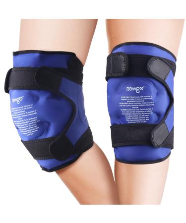 Newgo ice cream bag for knee replacement operations reusable gel cooling battery for wrapping the entire knee for knee injuries pain relief swelling bruises (blue-2 pieces)