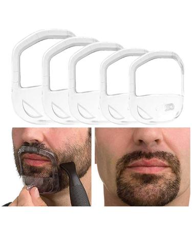 Beard Shaper Goatee Mustache Grooming Tool Face Hair Styling Template for Man - Transparent - 5 PCS/Set (Transparent)