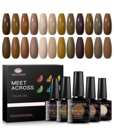 Gel Nail Polish Set, 12 Colors Nude Brown Fall Winter Gel Nail Polish Kit, Soak Off UV/LED Gel Polish Kit for Nail Manicure Salon DIY at Home Gifts for Women 8ml-0.28FL.OZ