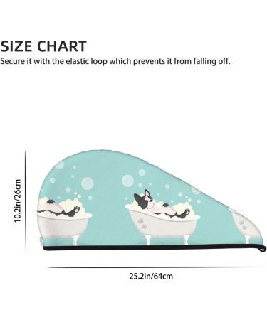 Hair Towel Wrap - Quick Drying Towel Turban with Button - Cute French Bulldog Design - Buy Online on GoSupps.com