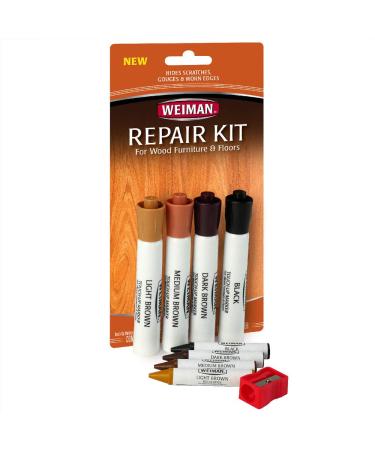 Weiman Wood Repair System Kit - Fix Scratches on Floors & Furniture | 4 Filler Sticks & 4 Touch Up Markers - International Shipping Available - Buy Online on GoSupps.com