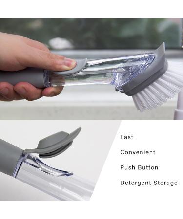 2 Pack Dish Sponge Scrubber Brush with Handle Soap Dispenser and 2 Dish Wand Refills Sponge Heads Silicone Dish Cleaning Brush Scrubber Set for Usage Kitchen Sink Pots Pans Dishes with 2 Hooks - Buy Online on GoSupps.com