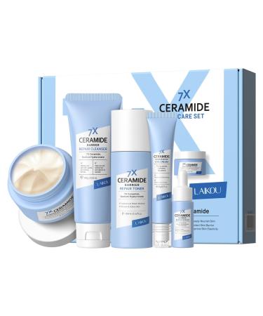 Ceramide 7-Pack Ceramide Skin Barrier Repair Kit to Strengthen Damaged Skin | Women's Daily Cleansing & Skin Care for Dryness, Fine Lines & Texture
