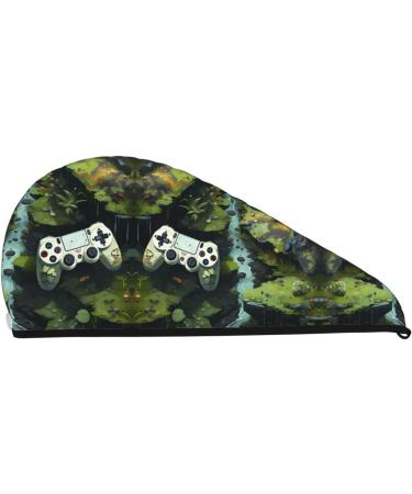 Anime Gamepad Dry Hair Cap for Girls Soft Super Absorbent Elastic Wrap for Quick Drying Long Thick Hair Black - Buy Online on GoSupps.com