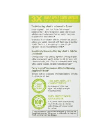 Purely Inspired Apple Cider Vinegar+ | 100 Easy-Swallow Veggie Tablets for Digestive Health - Buy Online on GoSupps.com