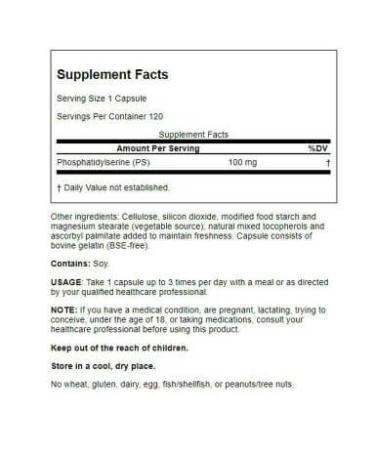 Jarrow Formulas PS 100 - Phosphatidylserine 100mg, 120 Capsules for Brain Health - Buy Online on GoSupps.com